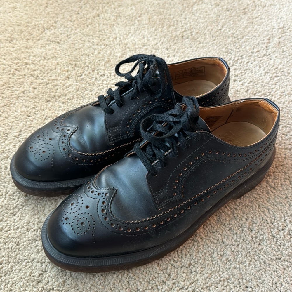 Black Dr. Martens Wing Tip Oxford Shoes